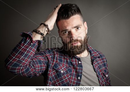 Young Handsome Hipster With Beard