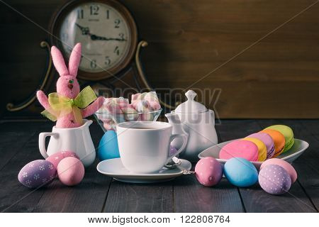 Easter Kid Breakfst With Colored Macaroon