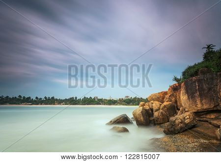 Sri Lanka. Beruwela. The breath of the ocean. Stone beach.