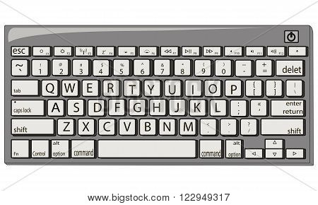 Gray computer keyboard with buttons vector illustration