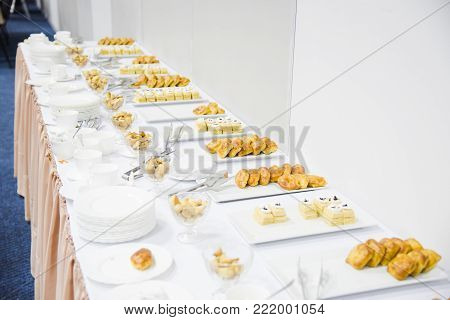Coffee Break Prepare For Serve Guests Attending Seminar During Break Time In Meeting Room