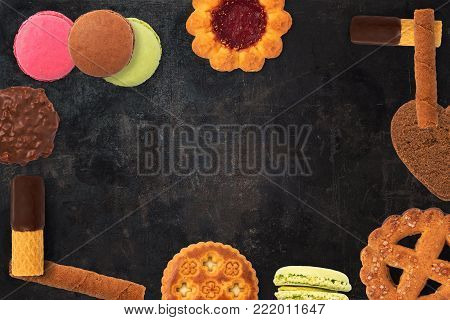 Assorted Different Mini Cakes. Waffels And Biscuits - Cookies