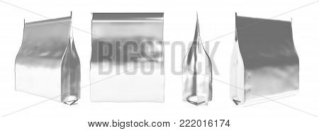 Plastic Gusseted Shaped Bag Food Sachet Packaging Pouch Mockup   for Design Project - Mock Up 3D illustration Isolate on White Background