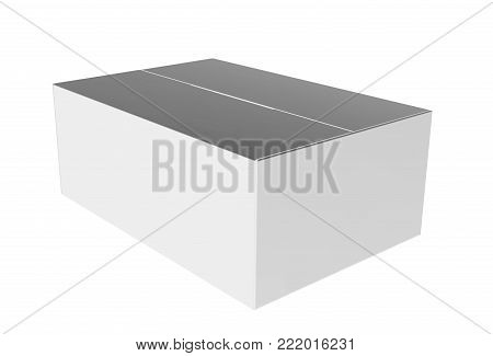 White Carton Mail Box Mockup for Design Project - Mock Up 3D illustration Isolate on White Background