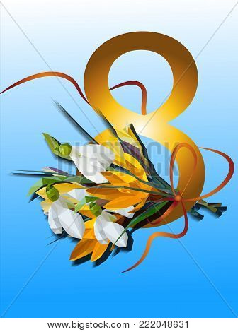 Happy Womens Day. Violet 8 March. Trendy Mother s Day. Paper cut Floral Greeting card. Origami flowers. Seasonal holiday. Trendy paper decoration. Happy Womens Day. Violet 8 March. Trendy Mother s Day. Paper cut Floral Greeting card. Origami flowers. Seas