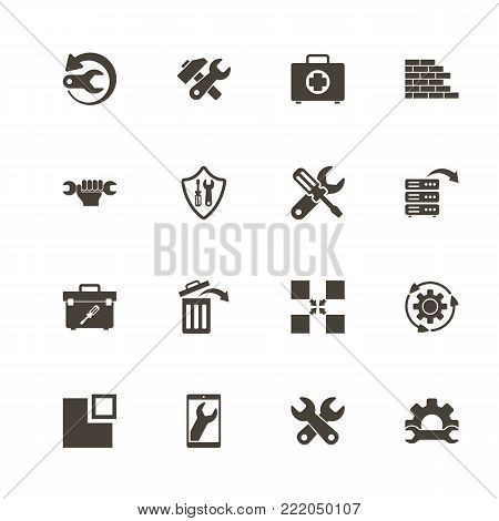 Recovery Repair icons. Perfect black pictogram on white background. Flat simple vector icon.