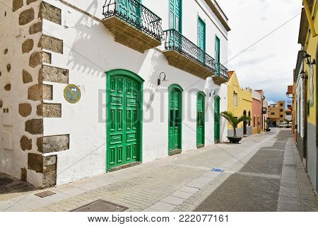 Street View of Old Town of Aguimes. Rural Town and Major Tourist Destination in Gran Canaria.