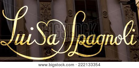 Milan, Italy - April 22, 2017: Detail Of Luisa Spagnoli Shop In Milan, Italy. It Is An Italian Women