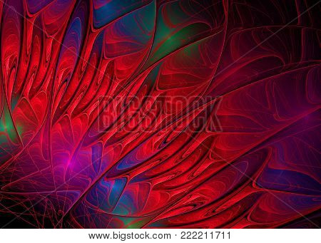Fractal Abstract Marbling Floral Ebru   Background -  Fractal Art