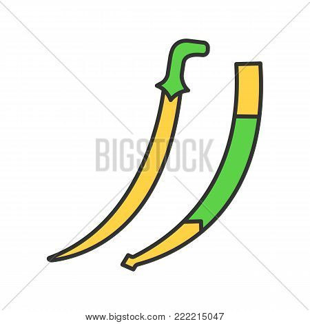 Scimitar sword color icon. Sabre. Muslim weapon. Isolated vector illustration