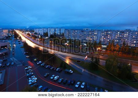 Naberezhnye Chelny, Russia - October 7, 2014: Cityscape View From The Roof Of A Skyscraper At City O
