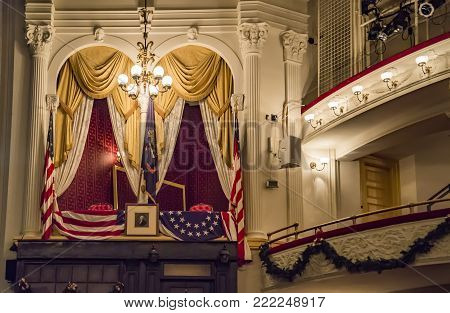 WASHINGTON, DC - DECEMBER 20: The historic Ford's Theatre, the site of President Lincoln's assassination, continues to host theater productions today, on December 20, 2017 in Washington DC