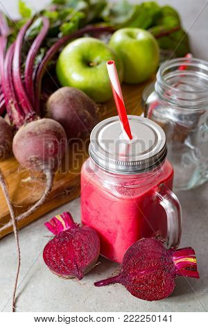 Healthy Dietary Detox Food, Fresh Smoothie Frim Young Red Beets