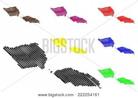 Samoa map vector illustration, scribble sketch  Independent State of Samoa, Western Samoa,
