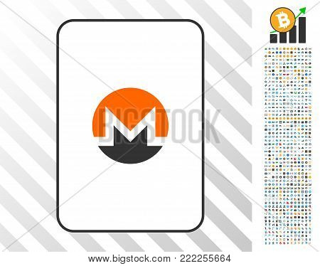 Monero playing card icon with 7 hundred bonus bitcoin mining and blockchain clip art. Flat vector style for gambling and cryptocurrency apps.