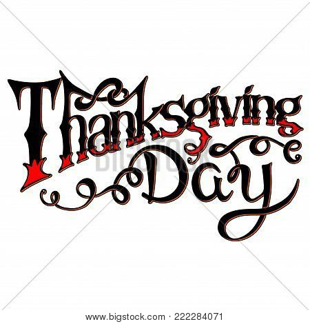 Happy Thanksgiving Day Card With Decorative Wreath. Vector Illus