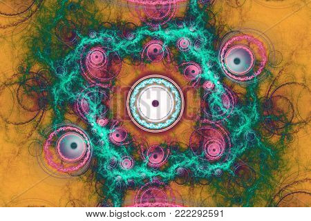 Fractal mathematic algorithm generated art picture illustration can illustrate universe 3D digital art galaxy universe illustration.