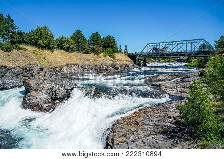 The stunning Riverfront Park in Spokane Washington shows off the sparkling waters of the Spokane River.
