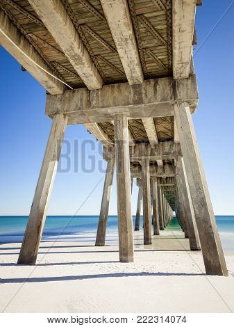 Pensacola Beach Pier is located on Casino Beach. The pier is 1,471 feet long, and boasts some of the best fishing in the area. The pier has concrete pillars for added support and stability.