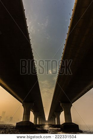 Symmetric view of Mumbai's iconic sea link