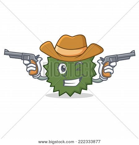 Cowboy Durian character cartoon style vector illustration
