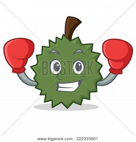 Boxing Durian character cartoon style vector illustration