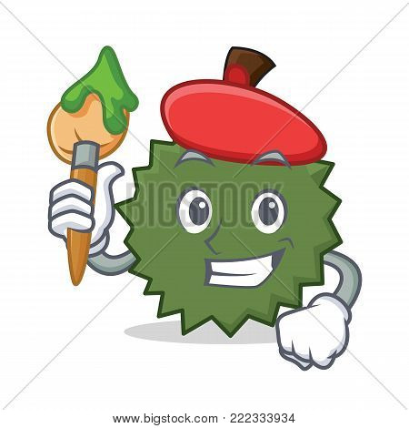 Artist Durian character cartoon style vector illustration