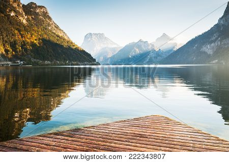 Beautiful Traunsee Lake In Austrian Alps