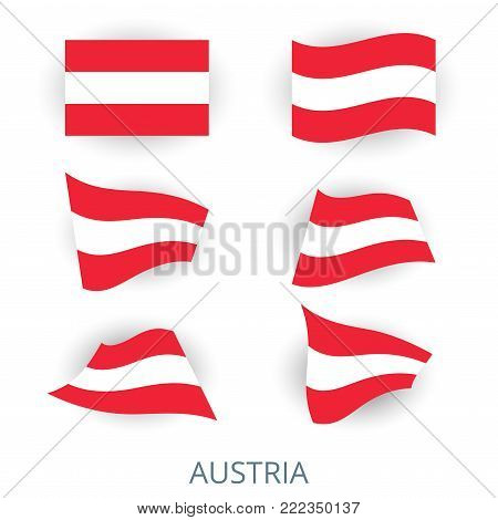 Icons set of various images country's flags. Collection flags of Austria. Vector illustration.