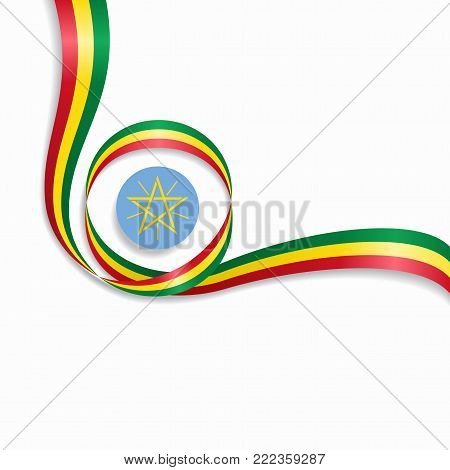 Ethiopian flag wavy abstract background. Vector illustration.