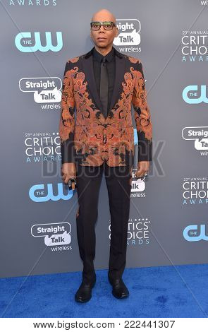 LOS ANGELES - JAN 11:  RuPaul arrives for the 23rd Annual Critics' Choice Awards on January 11, 2018 in Santa Monica, CA                