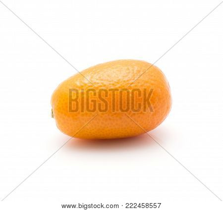 One orange kumquat isolated on white background