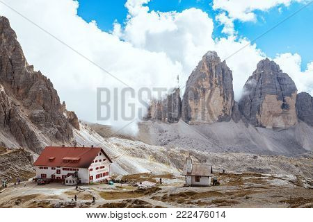 Rifugio High At The Dolomites Mountains