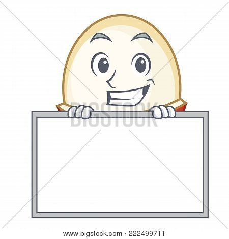 Grinning with board rambutan character cartoon style vector illustration