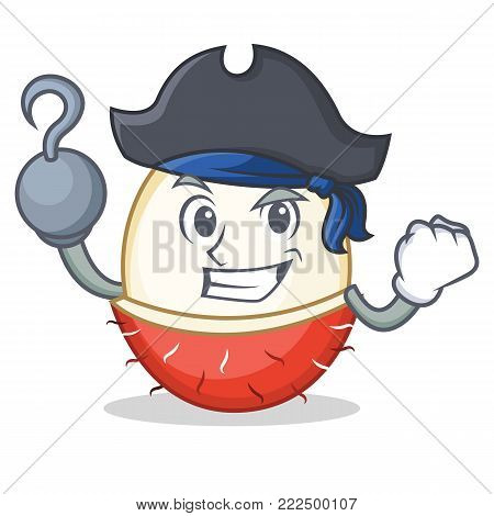 Pirate rambutan character cartoon style vector illustration