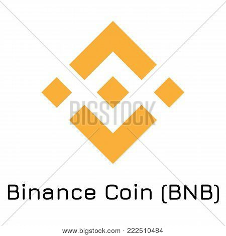 Vector illustration crypto coin icon on isolated white background Binance Coin (BNB). Name of the crypto currency and the short trade name on the exchange. Digital currency