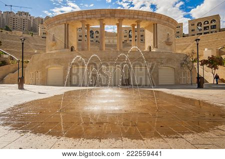 RAWABI, WEST BANK, PALESTINE. November 11, 2017. The Rawabi Cultural Center with a 725-seat theater and a backstage area.
