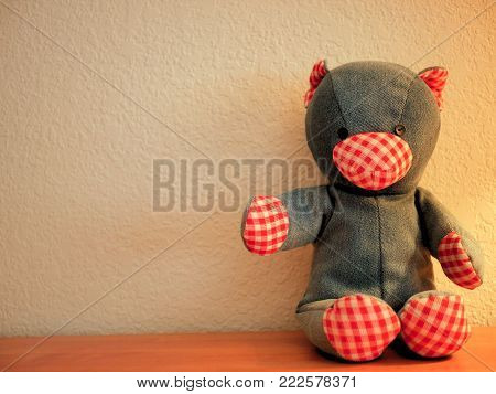 Denim Child Teddy Bear in Children's Room