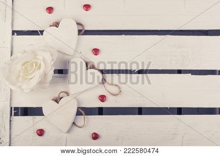 For lovers, in valentine'sday style, a white wood box