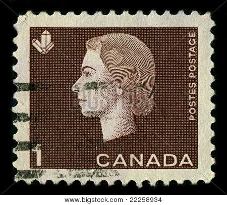 Kanada-ca. 1954:A Briefmarke gedruckt in Kanada zeigt Bild von Elizabeth II (Elizabeth Alexandra Mary, b