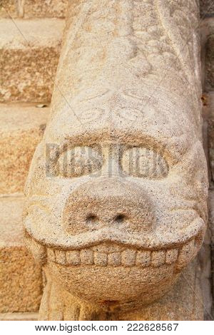 Naksansa temple with statue in South Korea