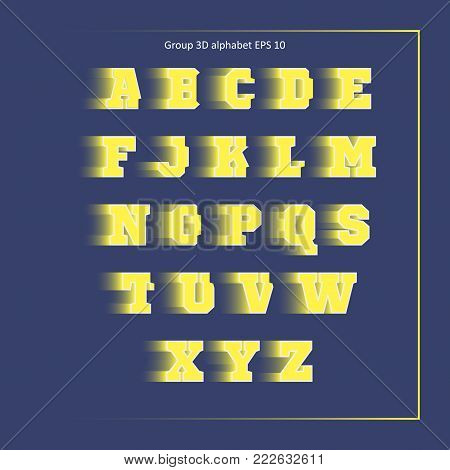 Alphabet yellow sport team on dark blue background