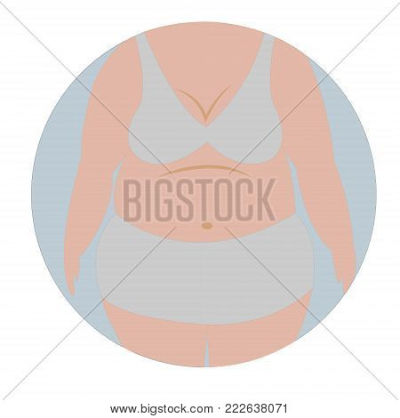 Fat woman belly vector illustration. Showing obese problem