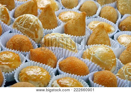 Various typical Brazilian small savory snacks