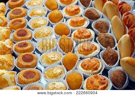 Various typical Brazilian small savory snacks