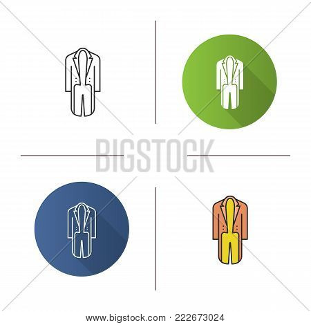 Tailcoat icon. Flat design, linear and color styles. Isolated vector illustrations
