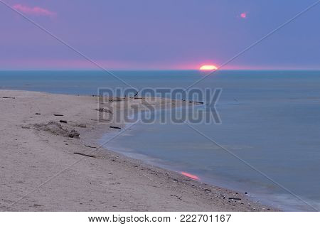 Colorful Sunrise On The Cape Kolka. Baltic Sea.