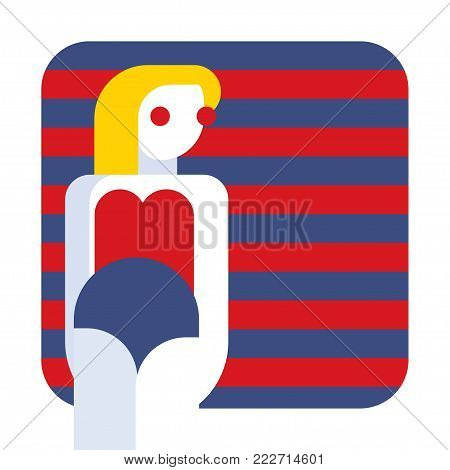 A gorgeous woman which is made from geometric figures. Retro style vector illustration.