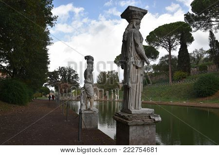 The Canopus Canal in Hadrian's Villa, Tivoli, Italy,November 26th, 2017