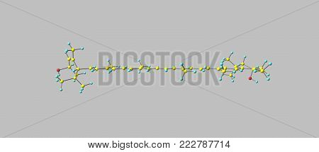 Lutein is a xanthophyll and one of 600 known naturally occurring carotenoids. 3d illustration